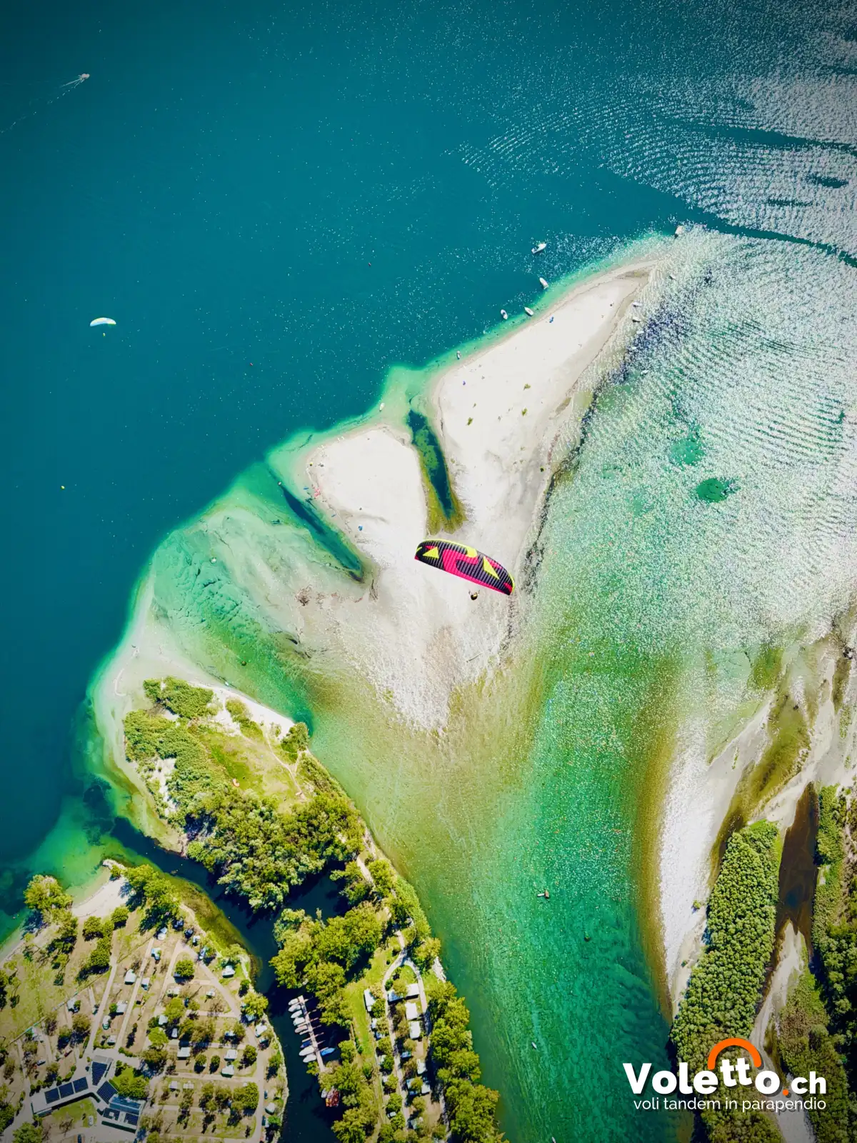Il delta della Maggia visto dall'alto, zona di atterraggio a Locarno