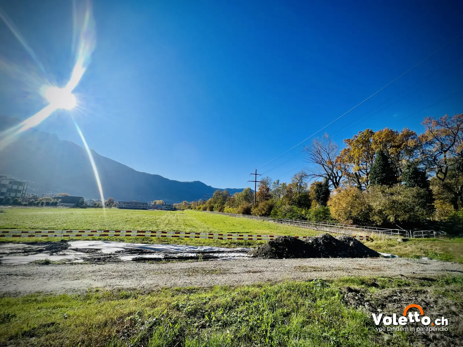 Il prato di atterraggio di Bellinzona per i voli dal Mornera